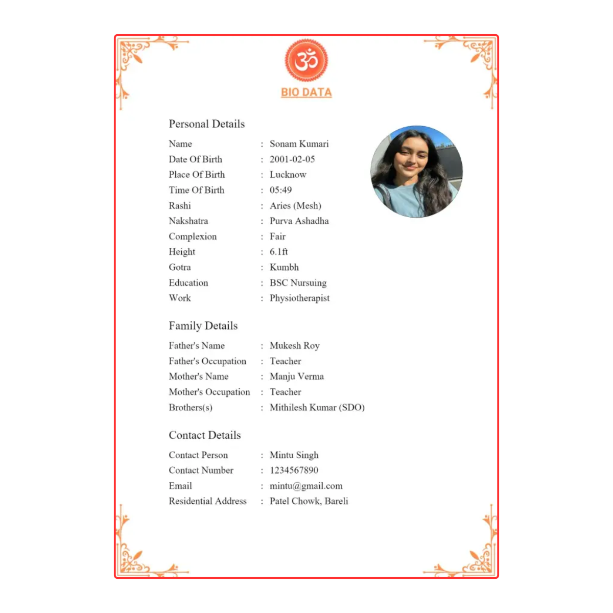 marriage biodata online