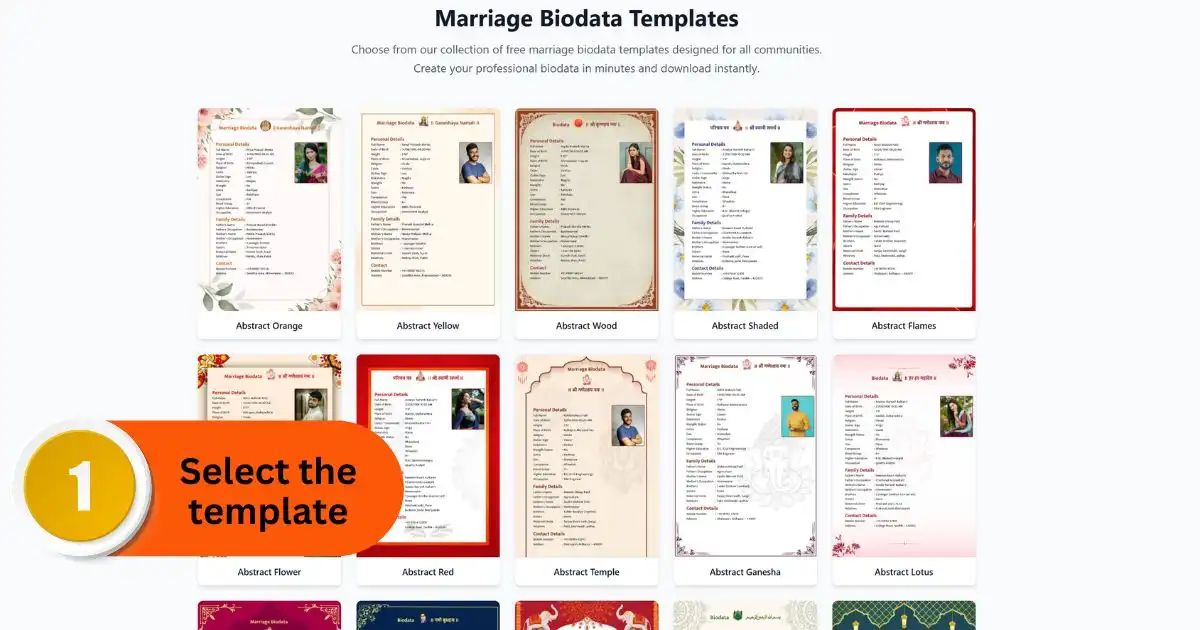 Select Marriage Biodata Template