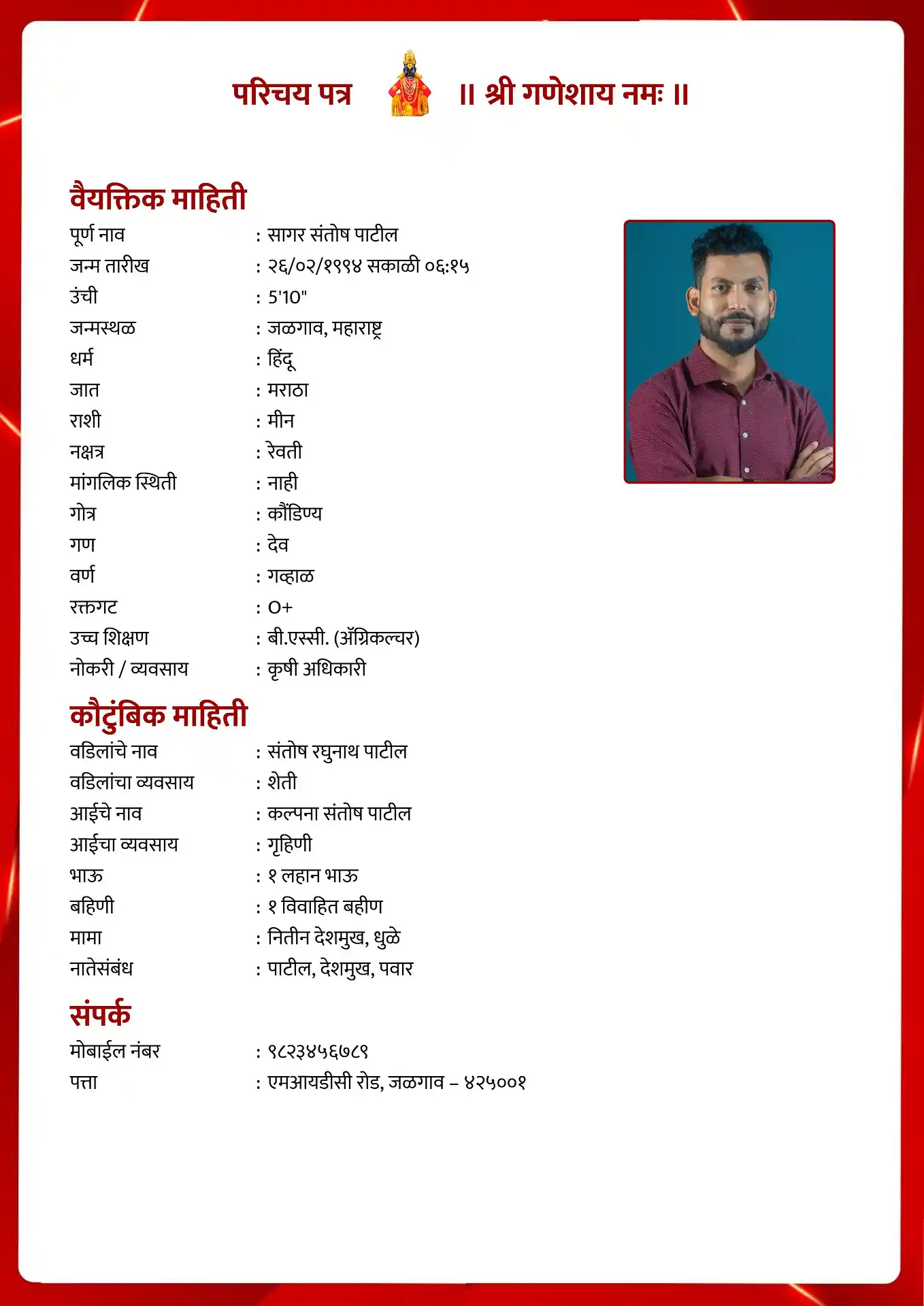 Template 8 biodata template