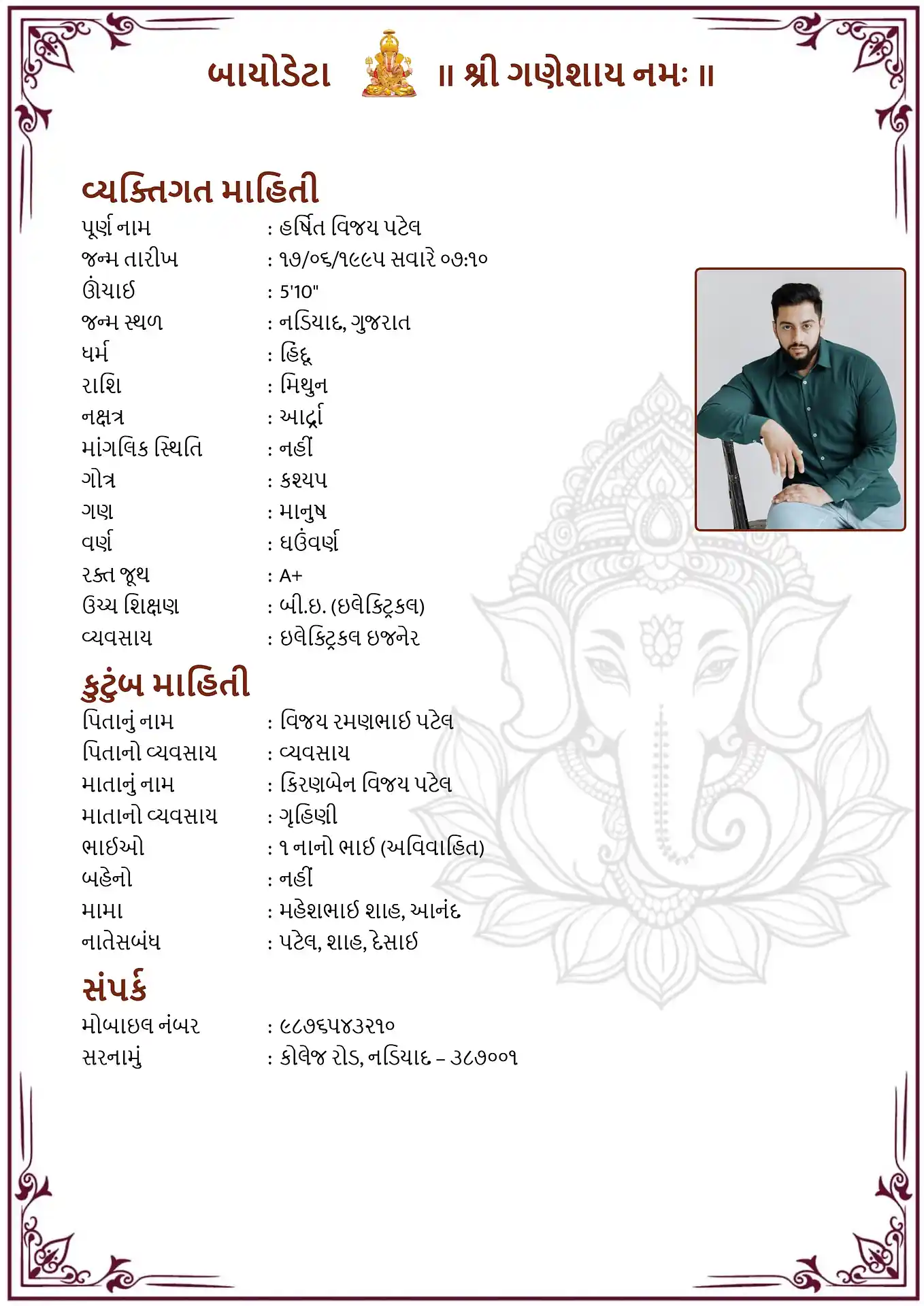 Template 6 biodata template