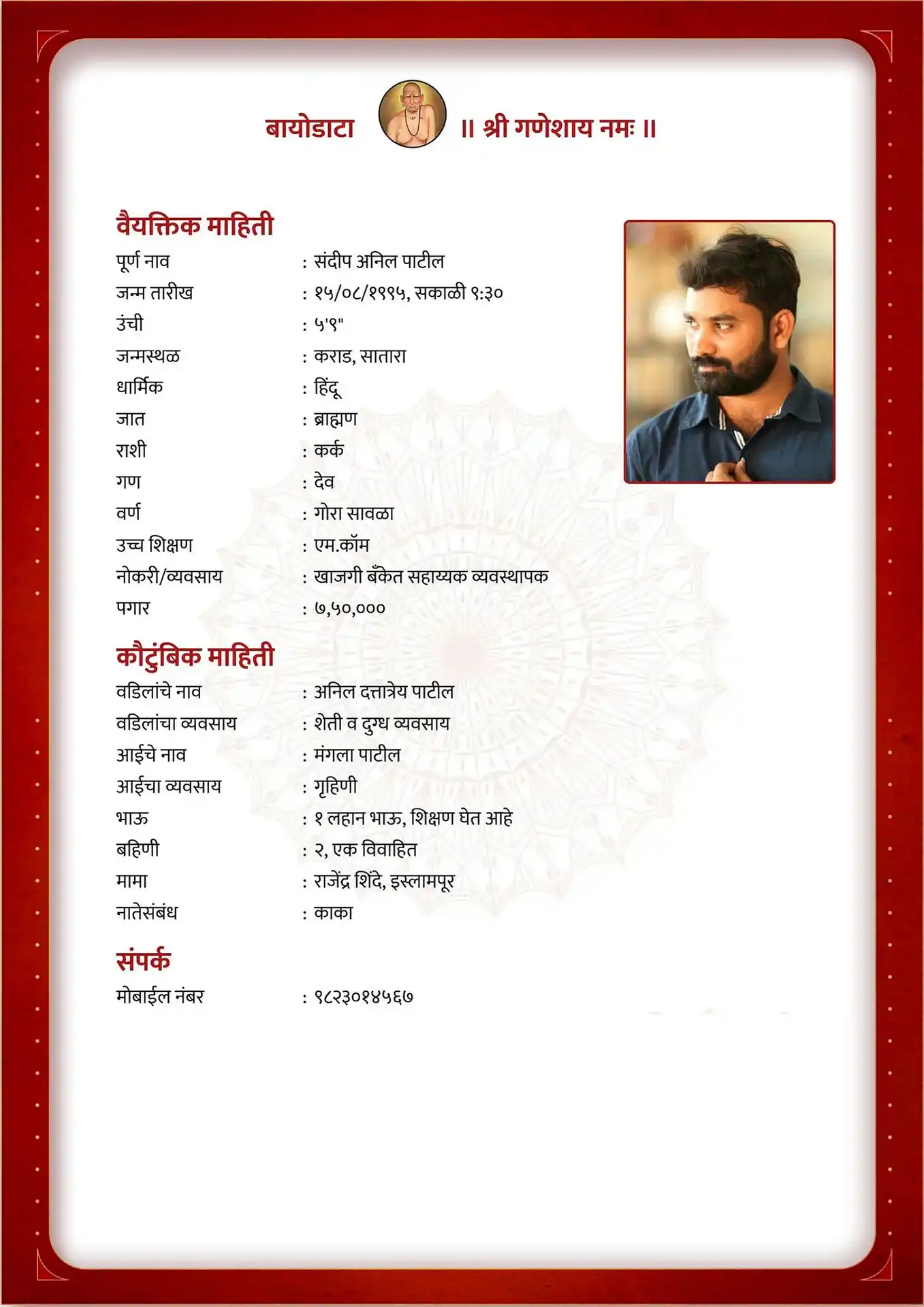 Marriage biodata template - Red Velvet design